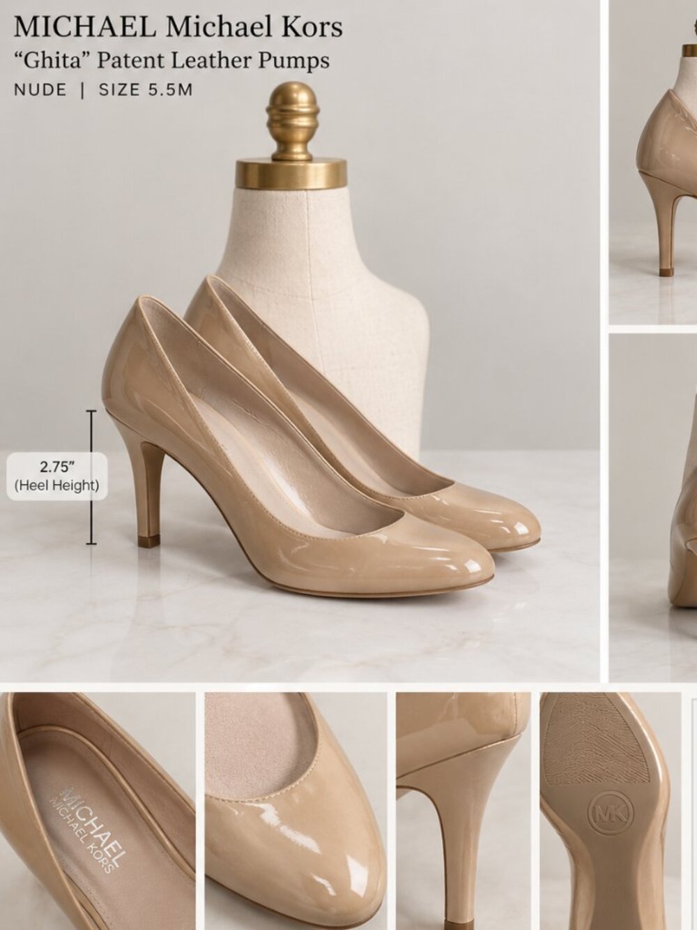 MICHAEL Michael Kors “Ghita” Patent Leather Pumps | Nude | 5.5M | NEVER WORN